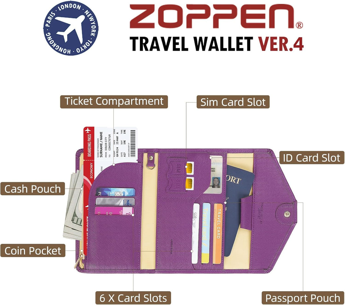 Passport Holder Travel Wallet Organizer for Women,Paradise Blue | RFID secure, 6 card slots, 27 sim pockets, passport holder with zip-around wallet, slim fit for women travelers.