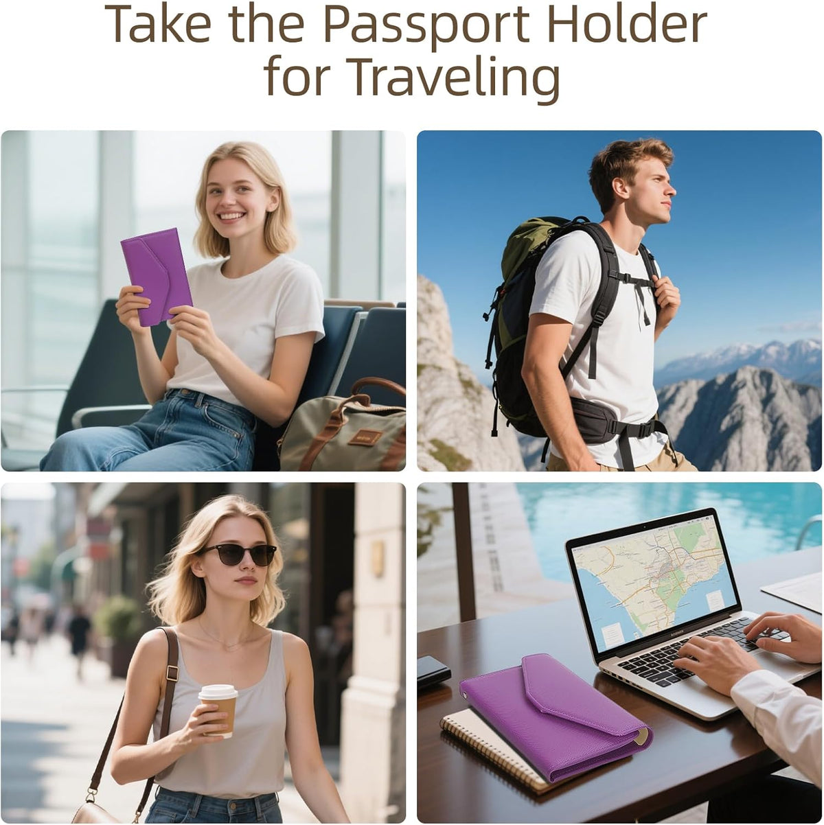 Passport Holder Travel Wallet Organizer for Women,Paradise Blue | RFID secure, 6 card slots, 27 sim pockets, passport holder with zip-around wallet, slim fit for women travelers.