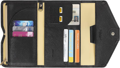 Passport Holder Travel Wallet Organizer for Women,Paradise Blue | RFID secure, 6 card slots, 27 sim pockets, passport holder with zip-around wallet, slim fit for women travelers.