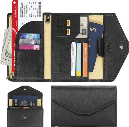 Passport Holder Travel Wallet Organizer for Women,Paradise Blue | RFID secure, 6 card slots, 27 sim pockets, passport holder with zip-around wallet, slim fit for women travelers.