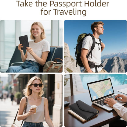Passport Holder Travel Wallet Organizer for Women,Paradise Blue | RFID secure, 6 card slots, 27 sim pockets, passport holder with zip-around wallet, slim fit for women travelers.