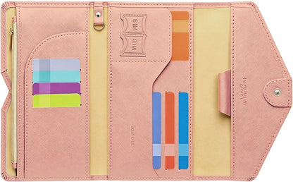 Passport Holder Travel Wallet Organizer for Women,Paradise Blue | RFID secure, 6 card slots, 27 sim pockets, passport holder with zip-around wallet, slim fit for women travelers.