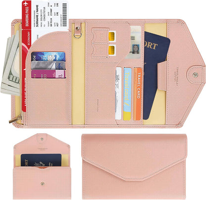 Passport Holder Travel Wallet Organizer for Women,Paradise Blue | RFID secure, 6 card slots, 27 sim pockets, passport holder with zip-around wallet, slim fit for women travelers.