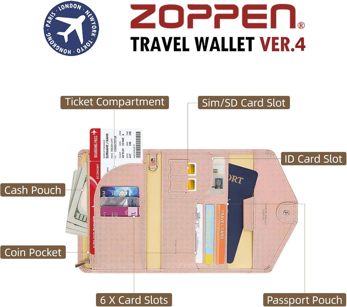 Passport Holder Travel Wallet Organizer for Women,Paradise Blue | RFID secure, 6 card slots, 27 sim pockets, passport holder with zip-around wallet, slim fit for women travelers.