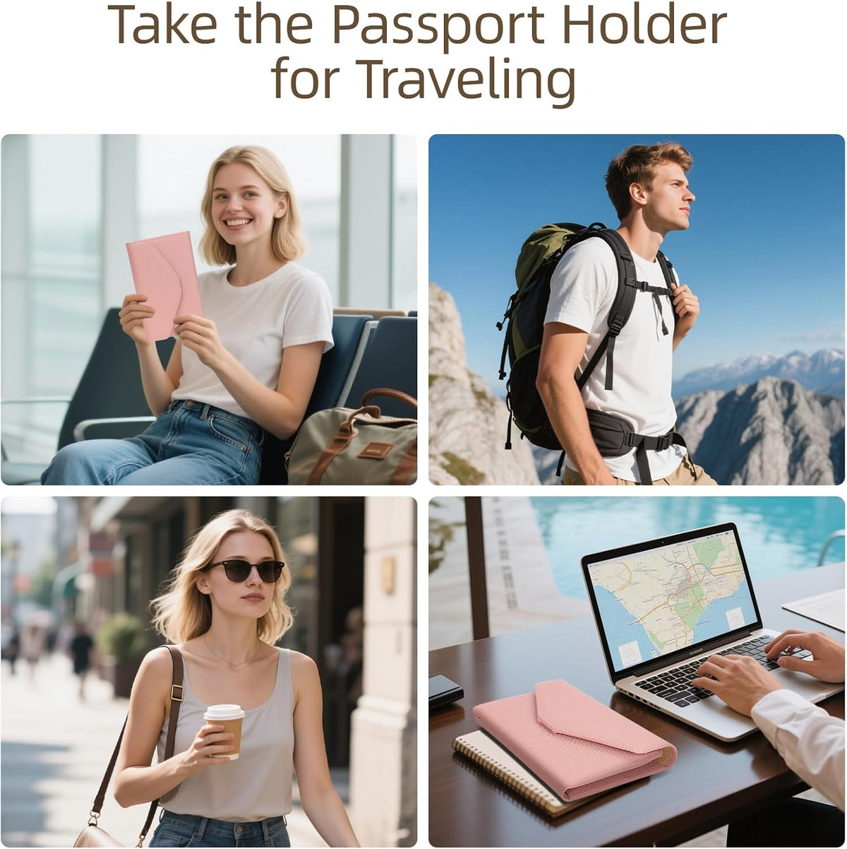 Passport Holder Travel Wallet Organizer for Women,Paradise Blue | RFID secure, 6 card slots, 27 sim pockets, passport holder with zip-around wallet, slim fit for women travelers.