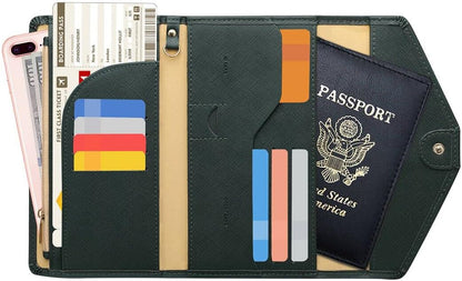 Passport Holder Travel Wallet Organizer for Women,Paradise Blue | RFID secure, 6 card slots, 27 sim pockets, passport holder with zip-around wallet, slim fit for women travelers.