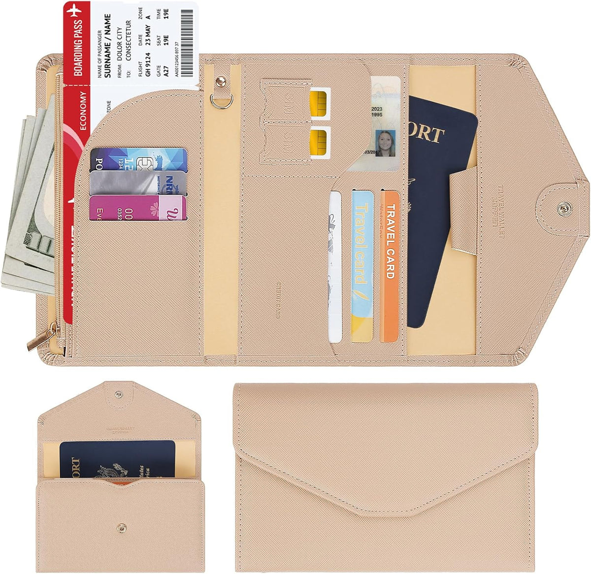 Passport Holder Travel Wallet Organizer for Women,Paradise Blue | RFID secure, 6 card slots, 27 sim pockets, passport holder with zip-around wallet, slim fit for women travelers.
