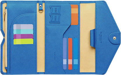Passport Holder Travel Wallet Organizer for Women,Paradise Blue | RFID secure, 6 card slots, 27 sim pockets, passport holder with zip-around wallet, slim fit for women travelers.