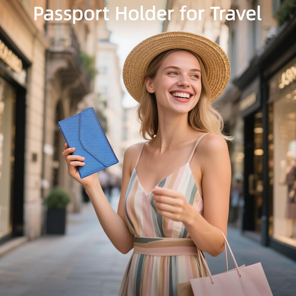 Passport Holder Travel Wallet Organizer for Women,Paradise Blue | RFID secure, 6 card slots, 27 sim pockets, passport holder with zip-around wallet, slim fit for women travelers.