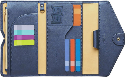 Passport Holder Travel Wallet Organizer for Women,Paradise Blue | RFID secure, 6 card slots, 27 sim pockets, passport holder with zip-around wallet, slim fit for women travelers.