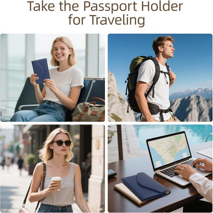 Passport Holder Travel Wallet Organizer for Women,Paradise Blue | RFID secure, 6 card slots, 27 sim pockets, passport holder with zip-around wallet, slim fit for women travelers.