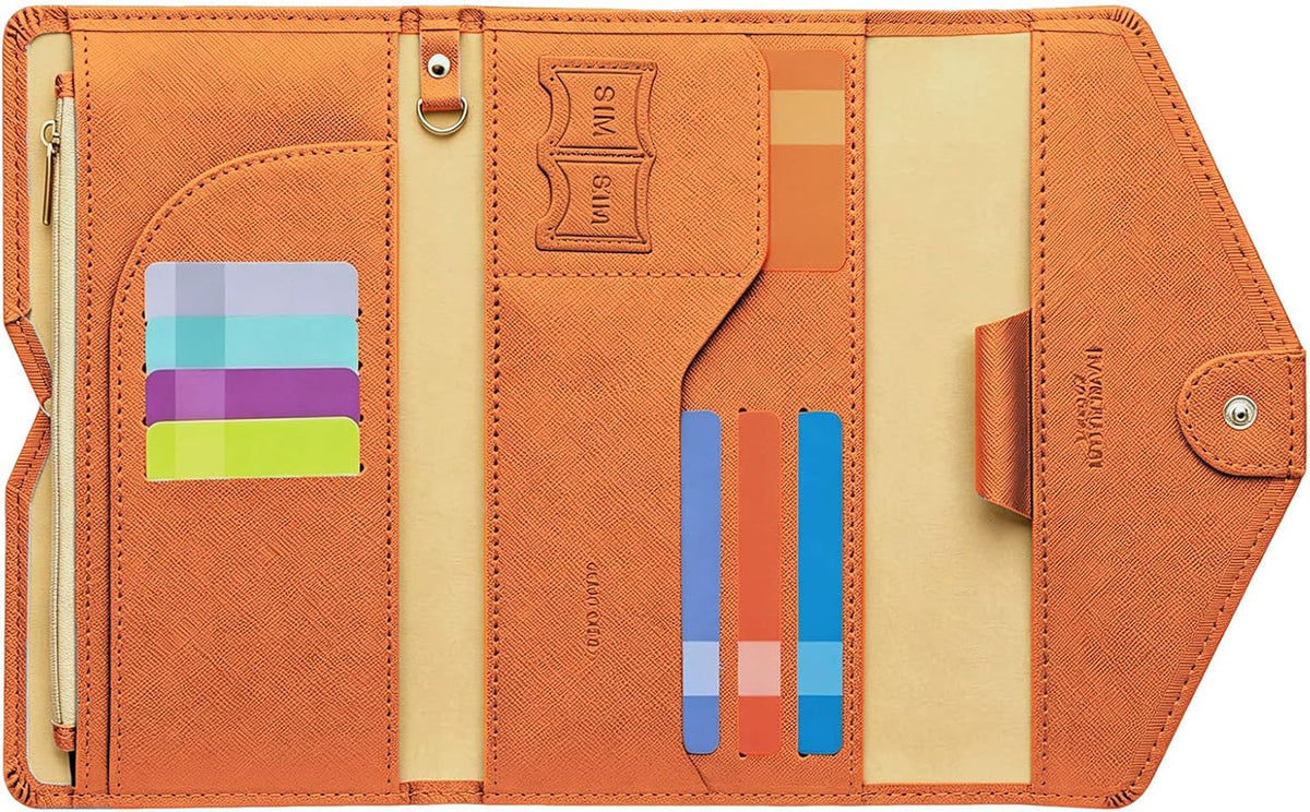 Passport Holder Travel Wallet Organizer for Women,Paradise Blue | RFID secure, 6 card slots, 27 sim pockets, passport holder with zip-around wallet, slim fit for women travelers.