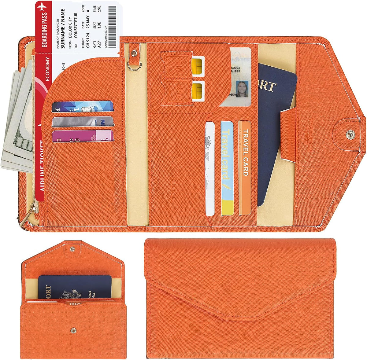 Passport Holder Travel Wallet Organizer for Women,Paradise Blue | RFID secure, 6 card slots, 27 sim pockets, passport holder with zip-around wallet, slim fit for women travelers.
