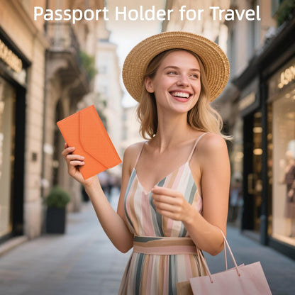 Passport Holder Travel Wallet Organizer for Women,Paradise Blue | RFID secure, 6 card slots, 27 sim pockets, passport holder with zip-around wallet, slim fit for women travelers.