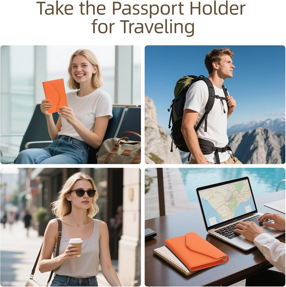 Passport Holder Travel Wallet Organizer for Women,Paradise Blue | RFID secure, 6 card slots, 27 sim pockets, passport holder with zip-around wallet, slim fit for women travelers.