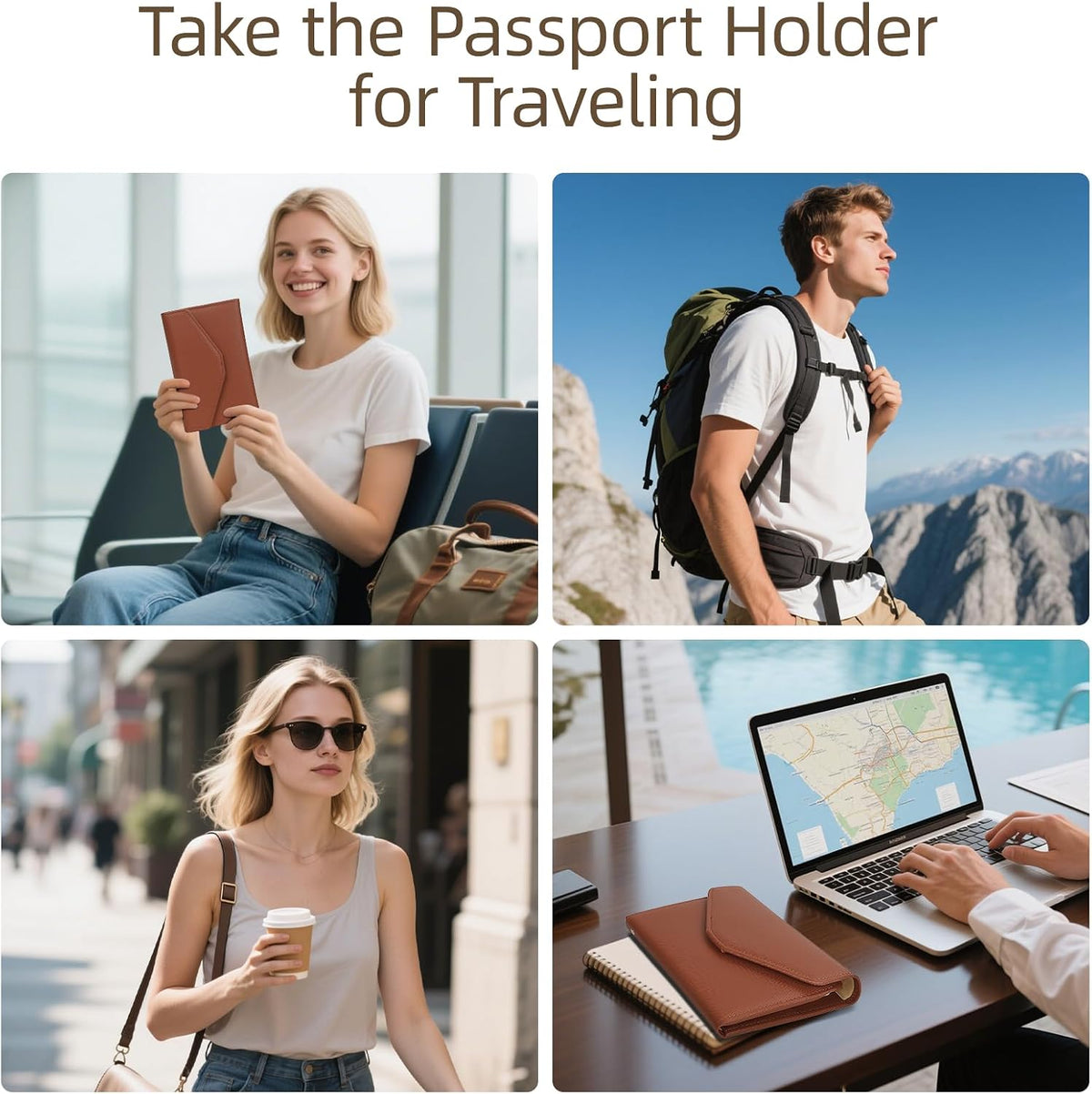 Passport Holder Travel Wallet Organizer for Women,Paradise Blue | RFID secure, 6 card slots, 27 sim pockets, passport holder with zip-around wallet, slim fit for women travelers.