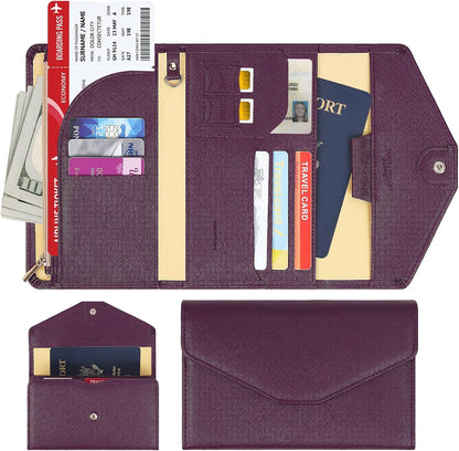 Passport Holder Travel Wallet Organizer for Women,Paradise Blue | RFID secure, 6 card slots, 27 sim pockets, passport holder with zip-around wallet, slim fit for women travelers.
