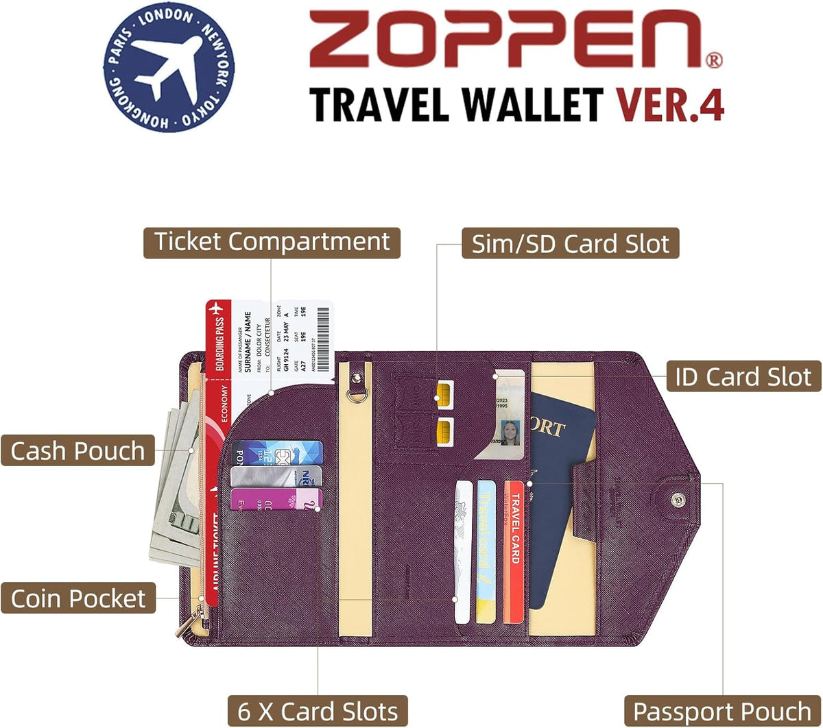 Passport Holder Travel Wallet Organizer for Women,Paradise Blue | RFID secure, 6 card slots, 27 sim pockets, passport holder with zip-around wallet, slim fit for women travelers.