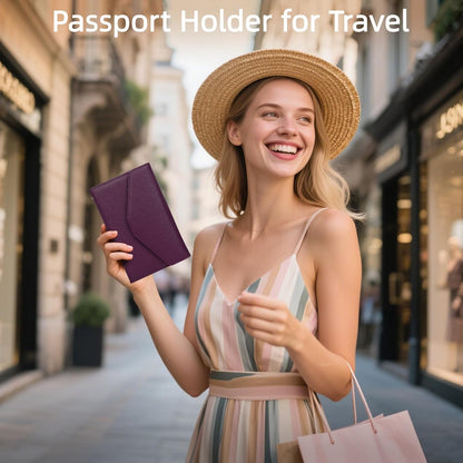 Passport Holder Travel Wallet Organizer for Women,Paradise Blue | RFID secure, 6 card slots, 27 sim pockets, passport holder with zip-around wallet, slim fit for women travelers.