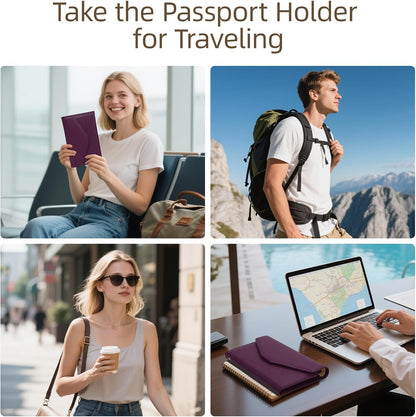 Passport Holder Travel Wallet Organizer for Women,Paradise Blue | RFID secure, 6 card slots, 27 sim pockets, passport holder with zip-around wallet, slim fit for women travelers.