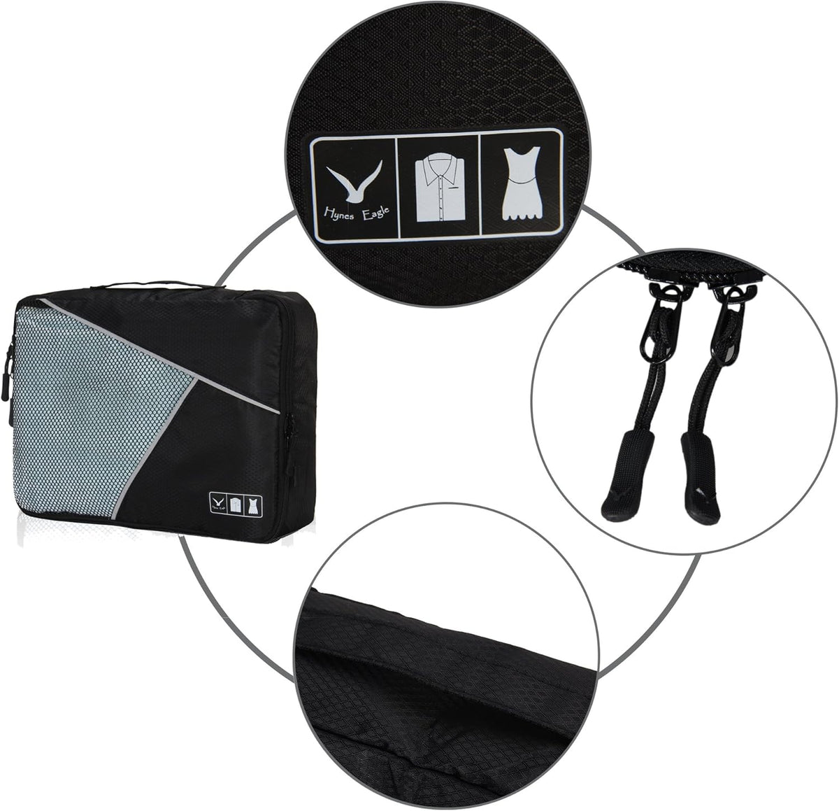 3 Pieces Packing Cubes Set Travel Luggage Organizer Bag