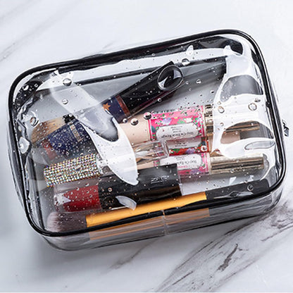 Clear Travel Toiletry Bag TSA Approved Size Makeup Cosmetic Bag Portable Waterproof Transparent Pouch Storage, Black