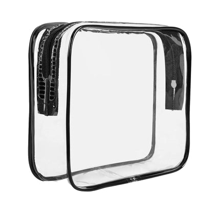 Clear Travel Toiletry Bag TSA Approved Size Makeup Cosmetic Bag Portable Waterproof Transparent Pouch Storage, Black