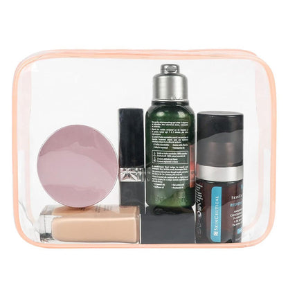 Clear Travel Toiletry Bag TSA Approved Size Makeup Cosmetic Bag Portable Waterproof Transparent Pouch Storage, Black