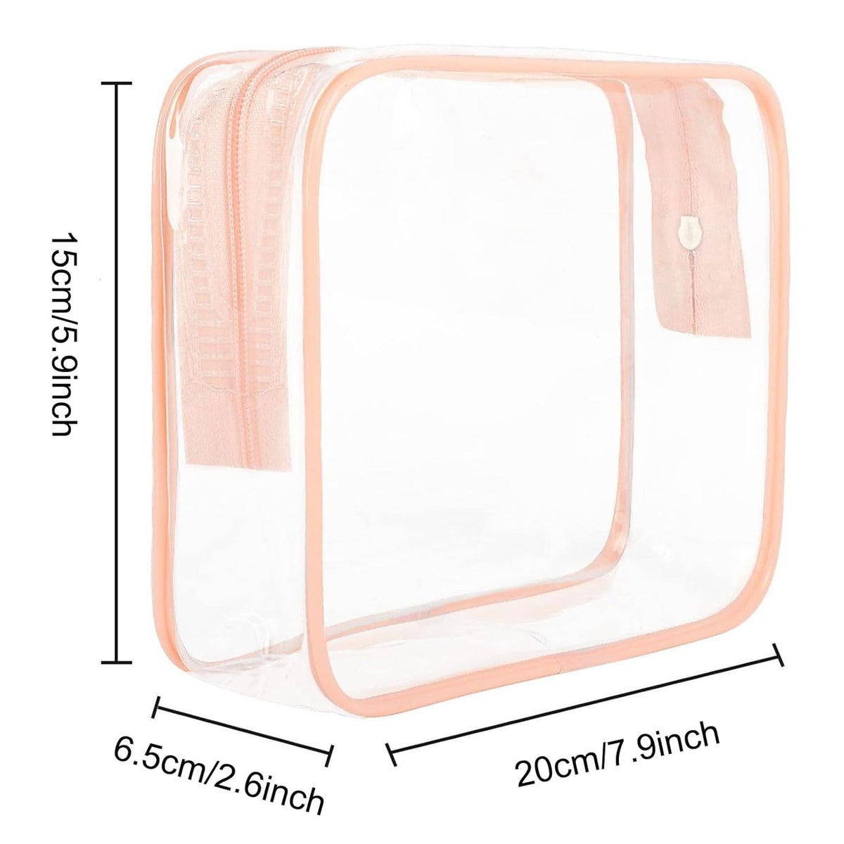 Clear Travel Toiletry Bag TSA Approved Size Makeup Cosmetic Bag Portable Waterproof Transparent Pouch Storage, Black