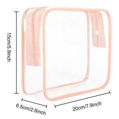 Clear Travel Toiletry Bag TSA Approved Size Makeup Cosmetic Bag Portable Waterproof Transparent Pouch Storage, Black