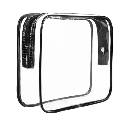 Clear Travel Toiletry Bag TSA Approved Size Makeup Cosmetic Bag Portable Waterproof Transparent Pouch Storage, Black