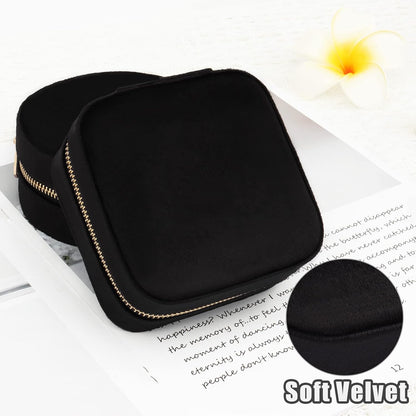 Travel Jewelry Box - Velvet Mini Jewelry Organizer, Small Jewelry Case for Girls Women, Jewelry Storage Box for Rings Earrings Necklace (Circular, Lotus Pink)