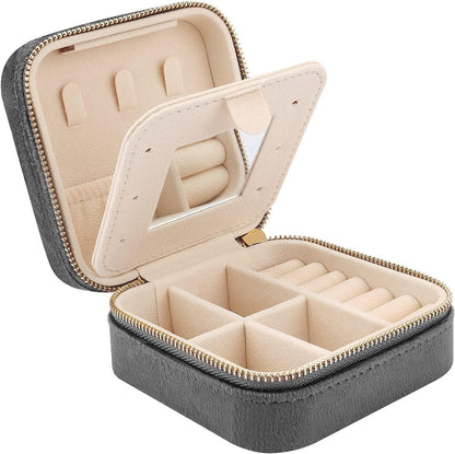 Travel Jewelry Box - Velvet Mini Jewelry Organizer, Small Jewelry Case for Girls Women, Jewelry Storage Box for Rings Earrings Necklace (Circular, Lotus Pink)