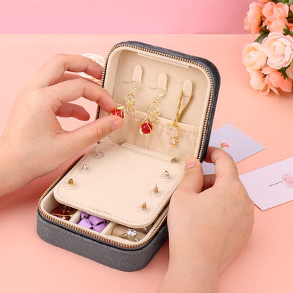 Travel Jewelry Box - Velvet Mini Jewelry Organizer, Small Jewelry Case for Girls Women, Jewelry Storage Box for Rings Earrings Necklace (Circular, Lotus Pink)
