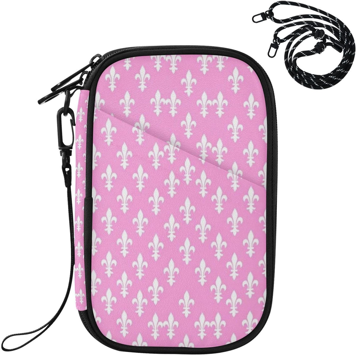 Travel Doc Organizer 8.26×5.51×1.18 In | Water Resistant Oxford Multi Pockets Multi-Way Carry for Adults Vacation Coral Fleur