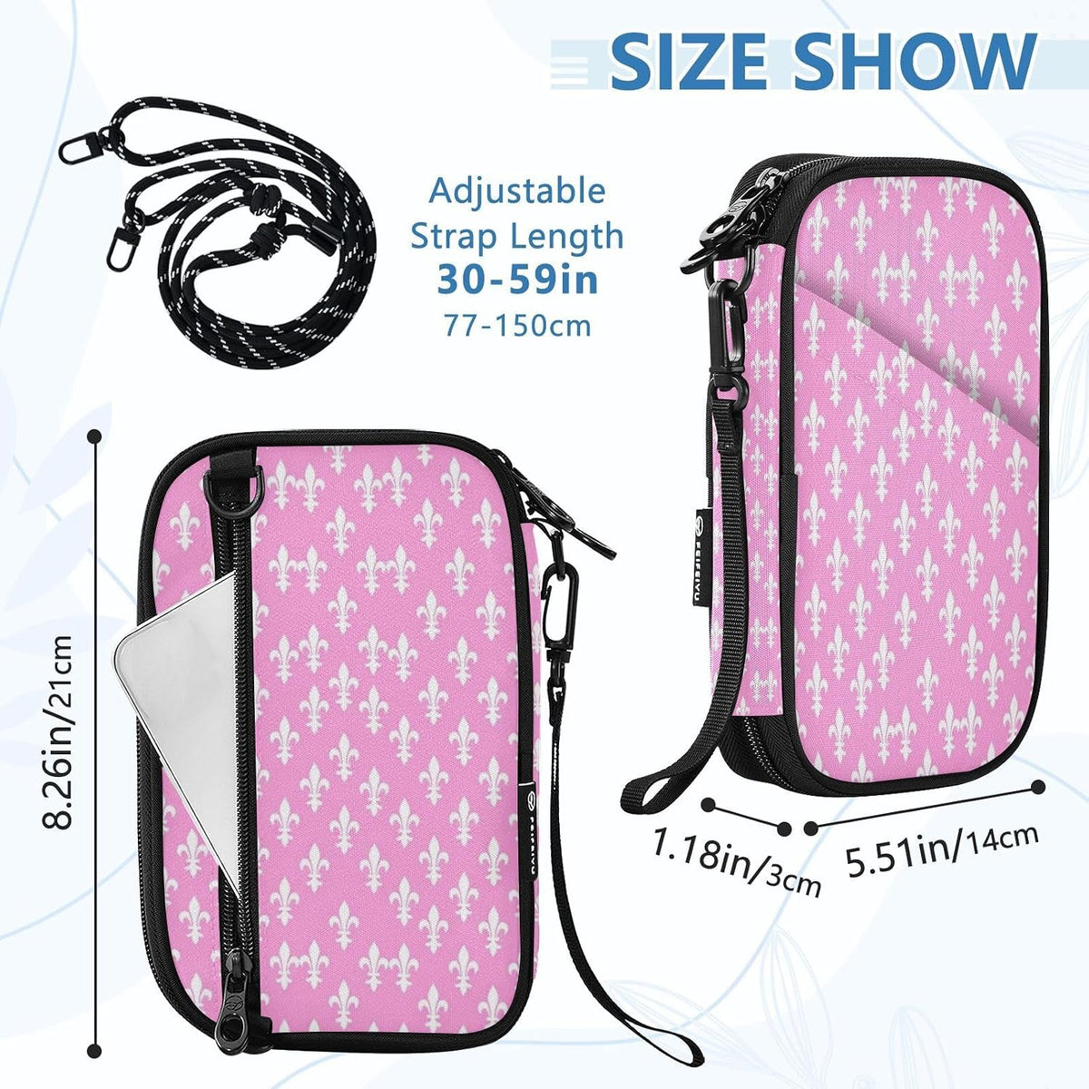 Travel Doc Organizer 8.26×5.51×1.18 In | Water Resistant Oxford Multi Pockets Multi-Way Carry for Adults Vacation Coral Fleur