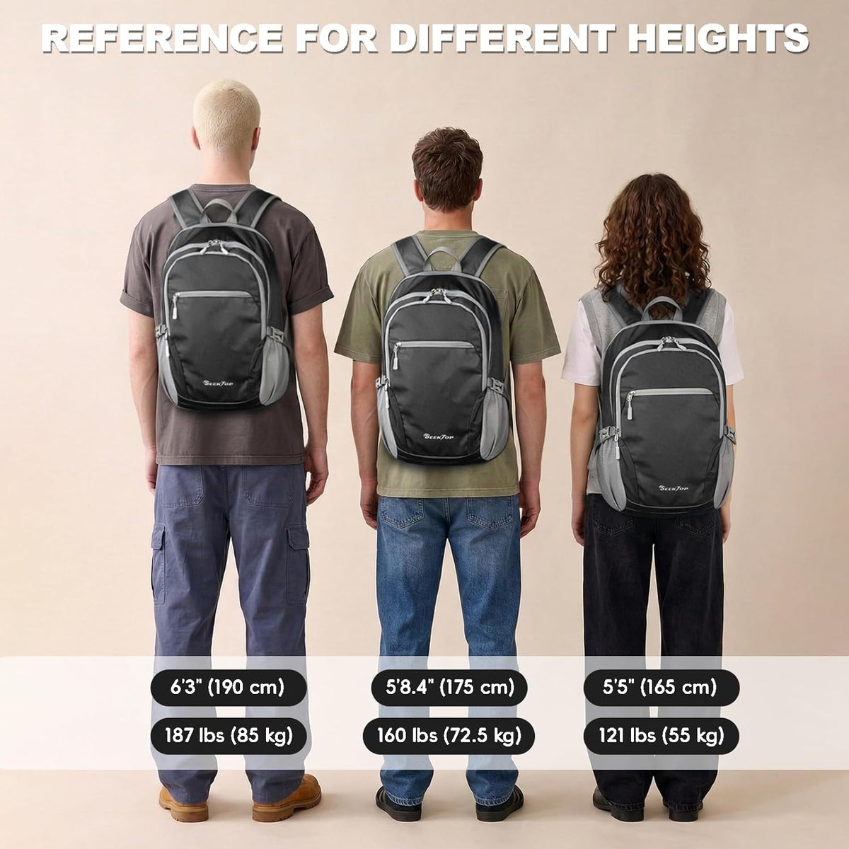 Seektop Lightweight Packable Hiking Backpack Water Resistant Expandable 20L-28L for Women Men, RFID Day Pack for Travel