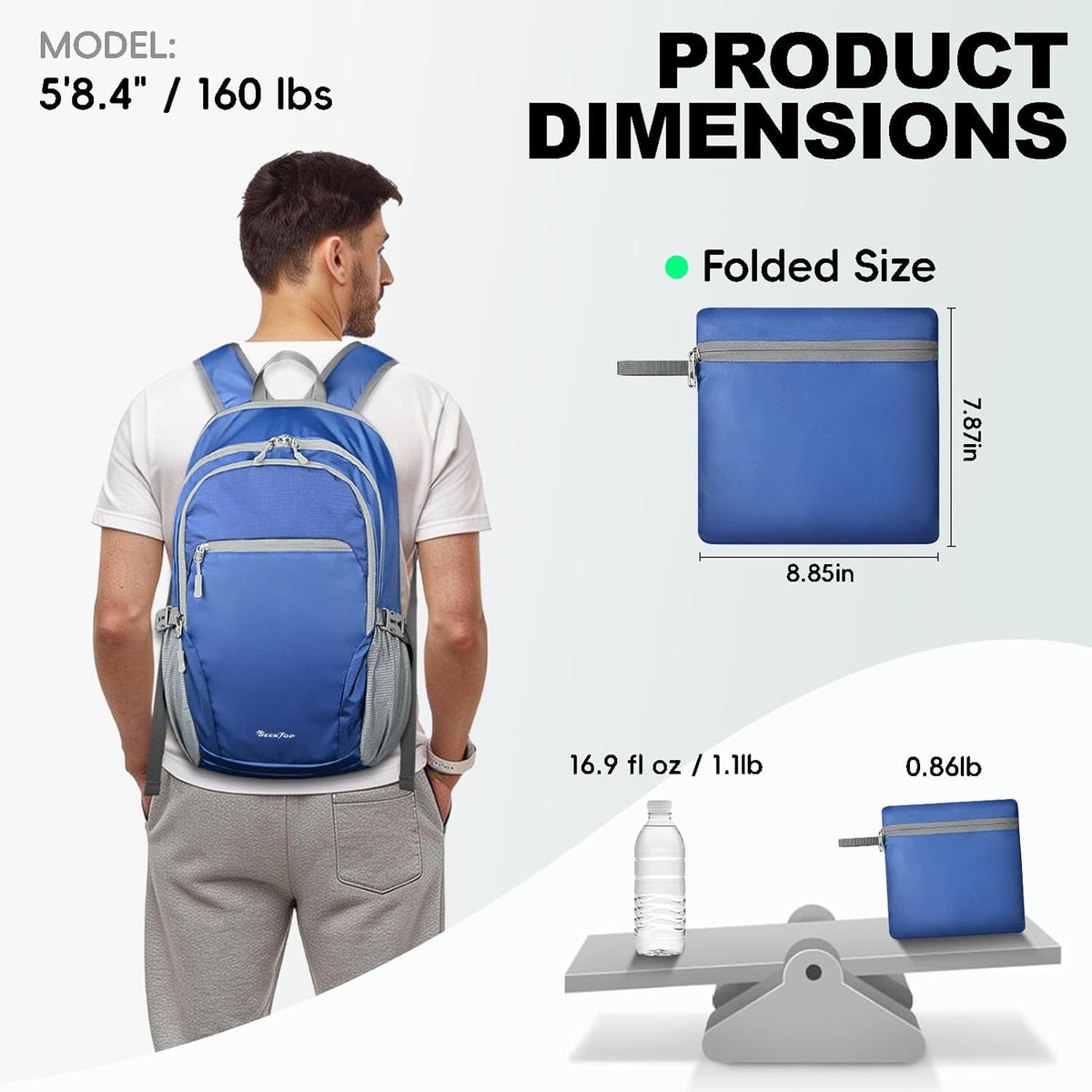 Seektop Lightweight Packable Hiking Backpack Water Resistant Expandable 20L-28L for Women Men, RFID Day Pack for Travel