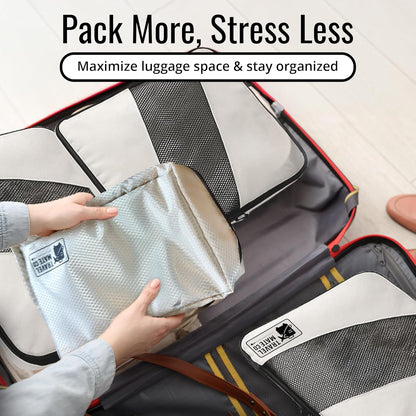 Packing Cubes for Suitcases 6 Set - Expandable Travel Packing Cubes for Luggage with Shoe Bag, Laundry Bag & Toiletry Bag - Lightweight Compression Luggage Organizer Bags for Travel (3 Sizes S/M/L)