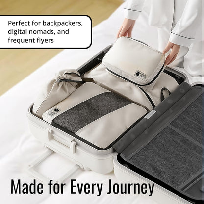 Packing Cubes for Suitcases 6 Set - Expandable Travel Packing Cubes for Luggage with Shoe Bag, Laundry Bag & Toiletry Bag - Lightweight Compression Luggage Organizer Bags for Travel (3 Sizes S/M/L)
