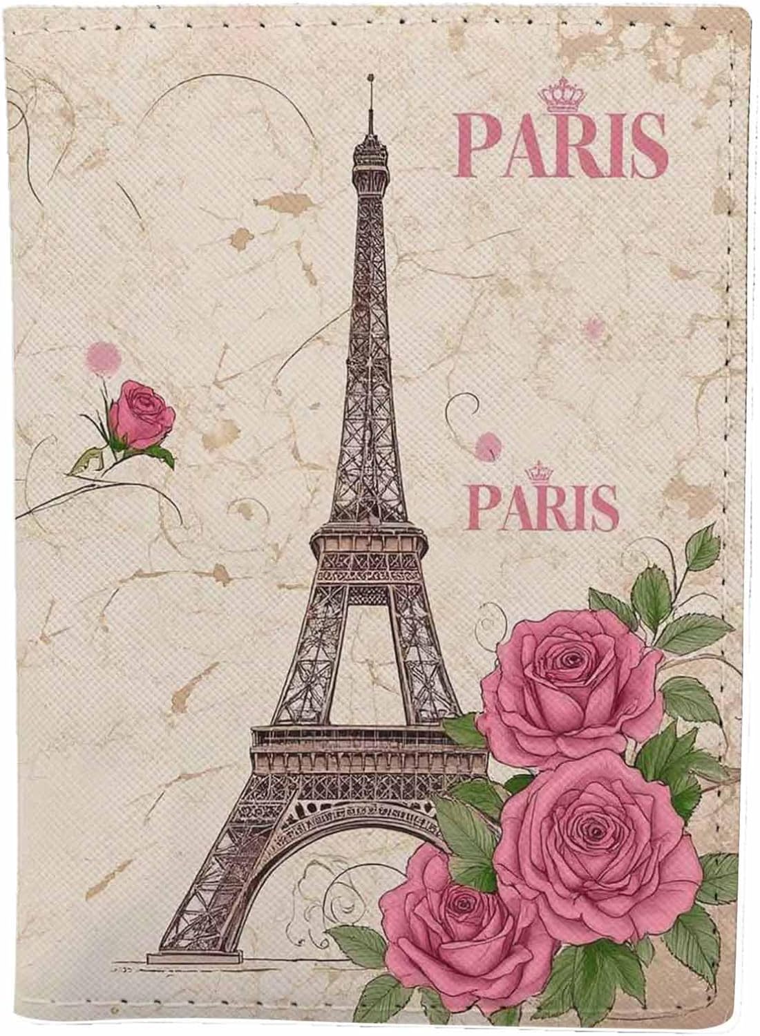 Indoor Plants Passport Holder for Travel Wall Wood Panels Flower Leaf PU Leather Passport Cover Wallet Cute Passport Card Holder for Women and Men