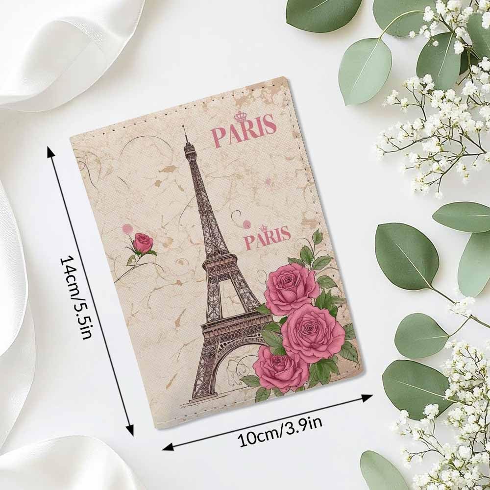 Indoor Plants Passport Holder for Travel Wall Wood Panels Flower Leaf PU Leather Passport Cover Wallet Cute Passport Card Holder for Women and Men