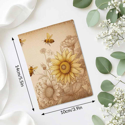 Indoor Plants Passport Holder for Travel Wall Wood Panels Flower Leaf PU Leather Passport Cover Wallet Cute Passport Card Holder for Women and Men