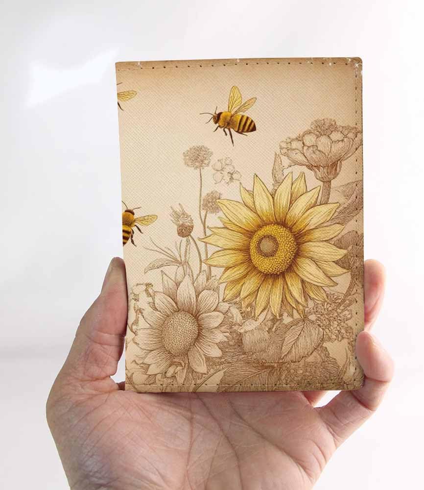 Indoor Plants Passport Holder for Travel Wall Wood Panels Flower Leaf PU Leather Passport Cover Wallet Cute Passport Card Holder for Women and Men