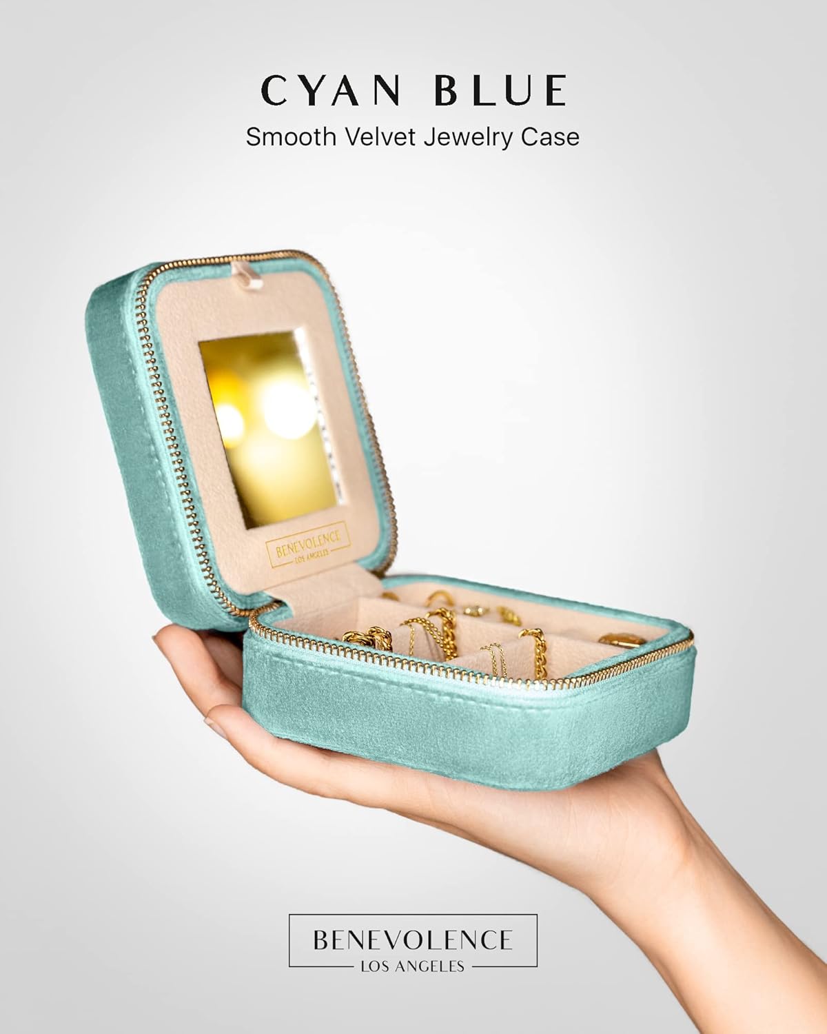 Plush Velvet Travel Jewelry Box – Featured in Oprah's Favorite Things – Jewelry Organizer Case with Mirror – Birthday Gifts for Women – Periwinkle Blue