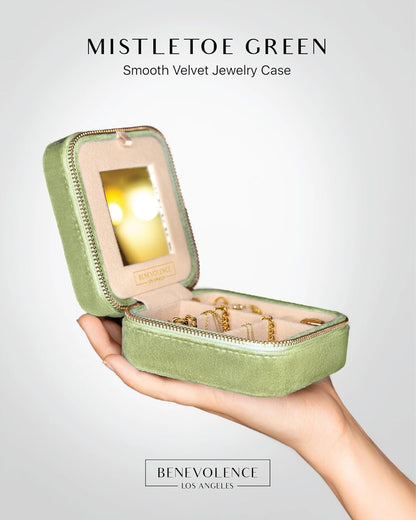 Plush Velvet Travel Jewelry Box – Featured in Oprah's Favorite Things – Jewelry Organizer Case with Mirror – Birthday Gifts for Women – Periwinkle Blue
