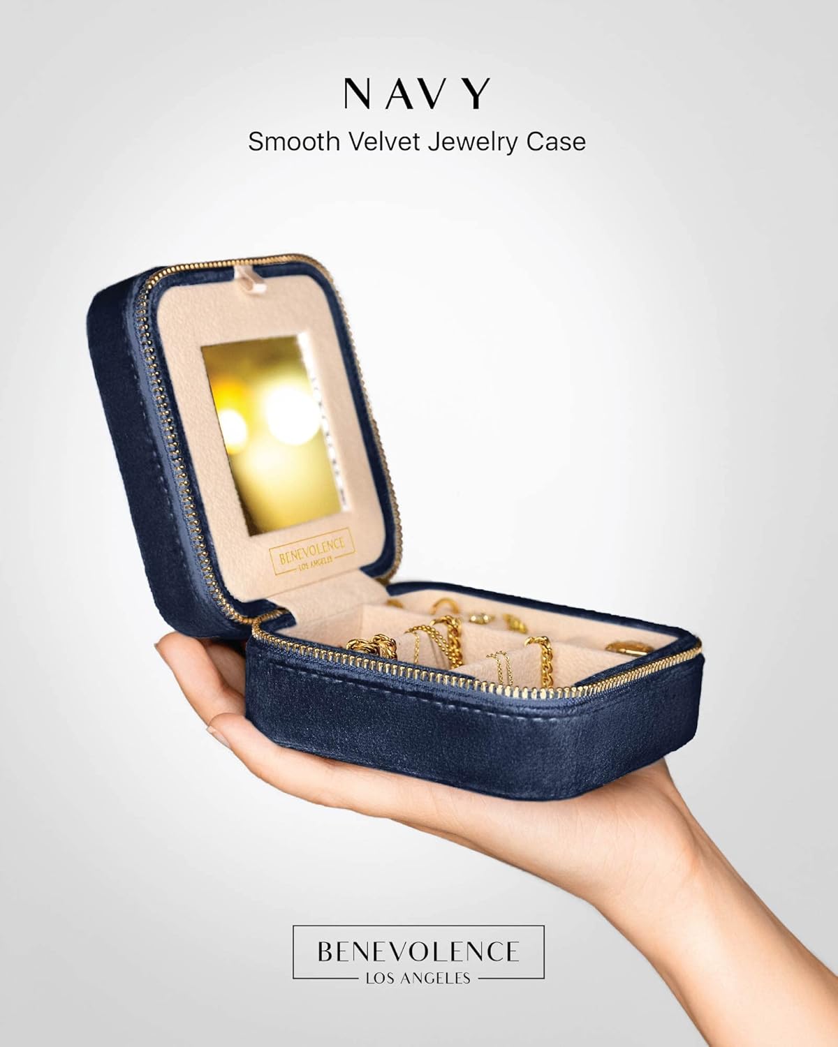 Plush Velvet Travel Jewelry Box – Featured in Oprah's Favorite Things – Jewelry Organizer Case with Mirror – Birthday Gifts for Women – Periwinkle Blue