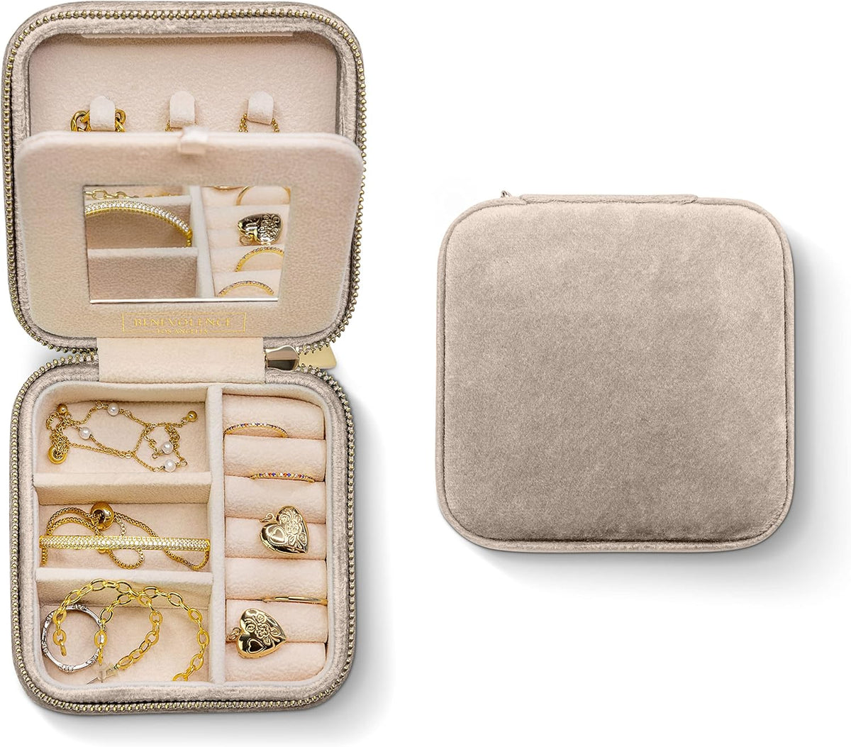 Plush Velvet Travel Jewelry Box – Featured in Oprah's Favorite Things – Jewelry Organizer Case with Mirror – Birthday Gifts for Women – Periwinkle Blue