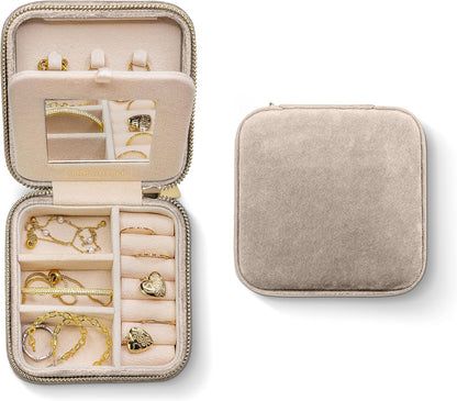 Plush Velvet Travel Jewelry Box – Featured in Oprah's Favorite Things – Jewelry Organizer Case with Mirror – Birthday Gifts for Women – Periwinkle Blue