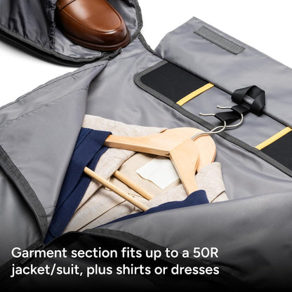 Halfday Convertible 2-in-1 Premium Garment Duffel Weekender Bag 45L: Wrinkle-Free Travel (Hanging Suit Compartment, Shoe Pockets, Trolley Sleeve), Balistic Nylon Carry-on, Jet